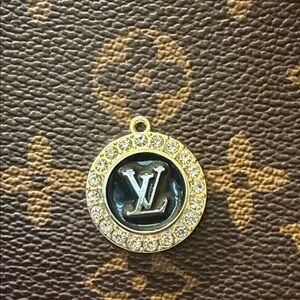 Beautiful Upcycled Louis Vuitton black and gold rhinestone charm